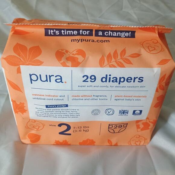 Pura Size 2 Baby Diapers - 29 Pack - Picture 1 of 4